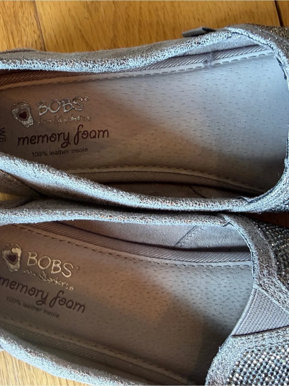 BOBS from Skechers Silver Rhinestone Slip-On Flats